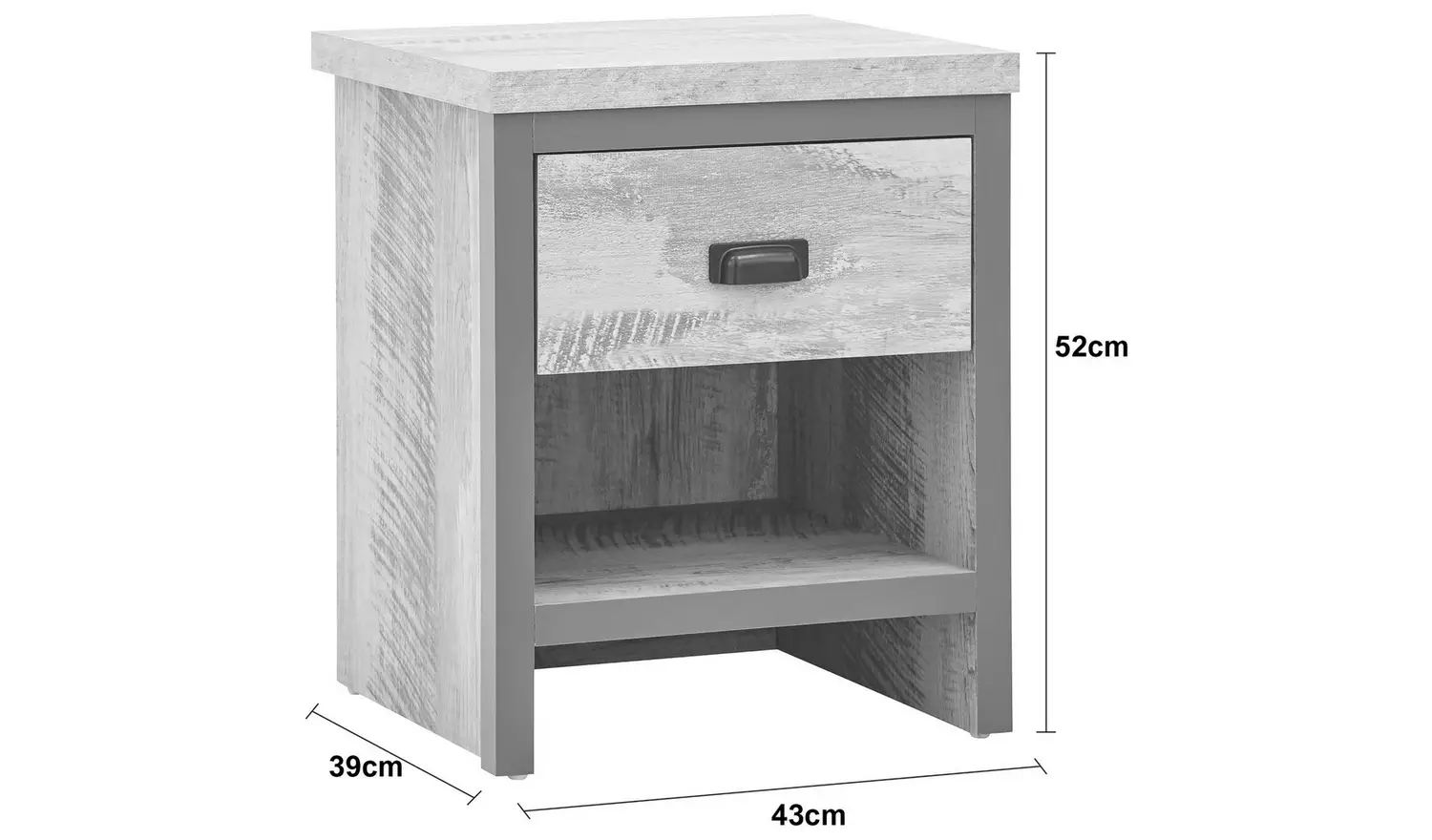 GFW Boston 1 Drawer Side Table - Grey