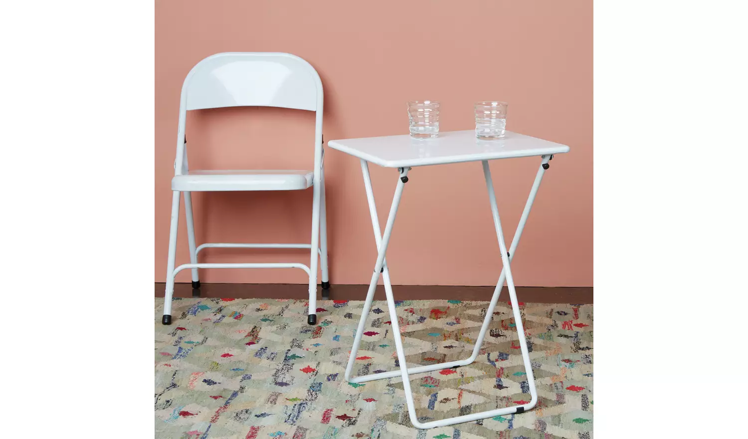 Habitat Airo Metal Folding Side Table - White