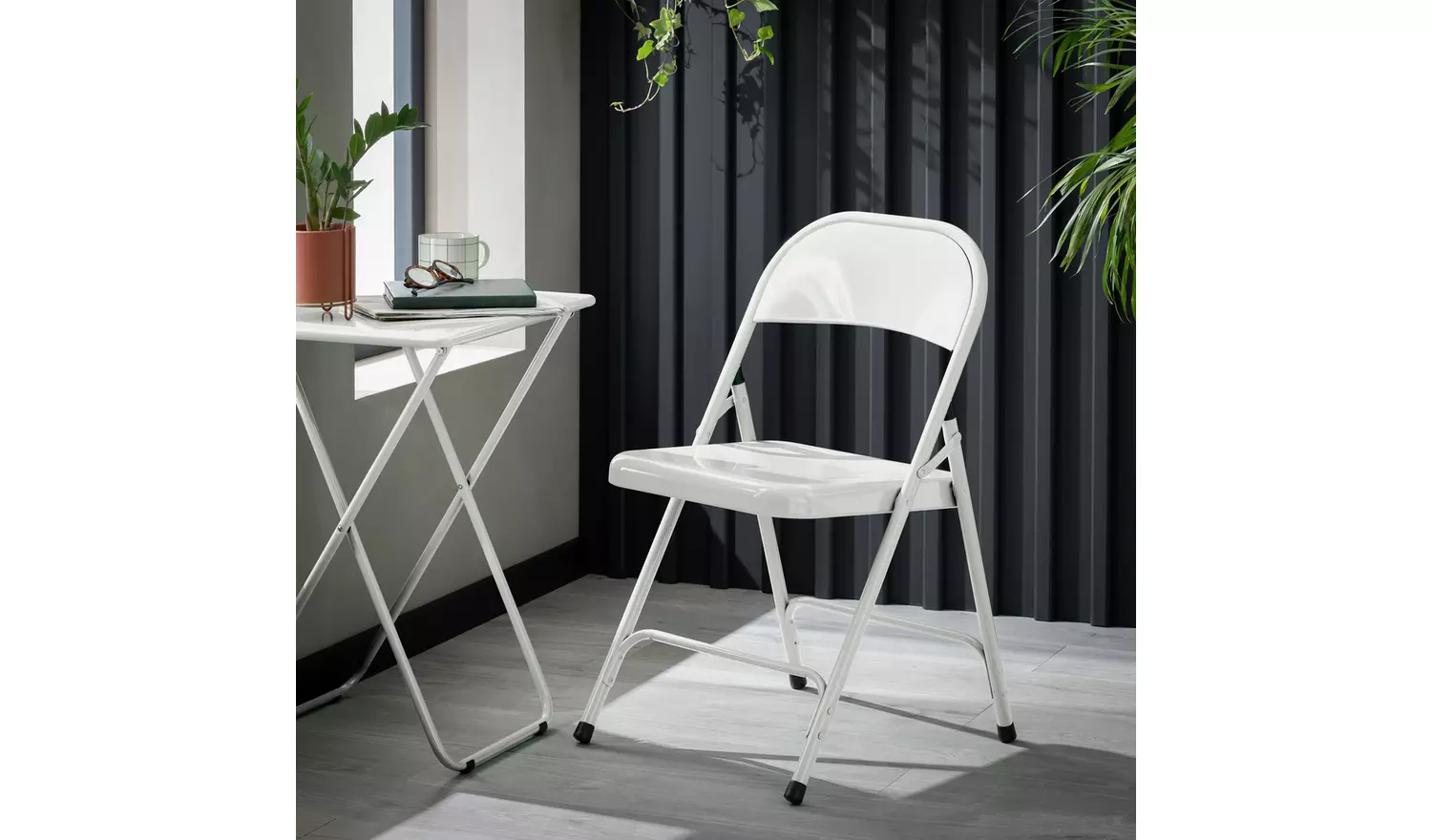 Habitat Airo Metal Folding Side Table - White