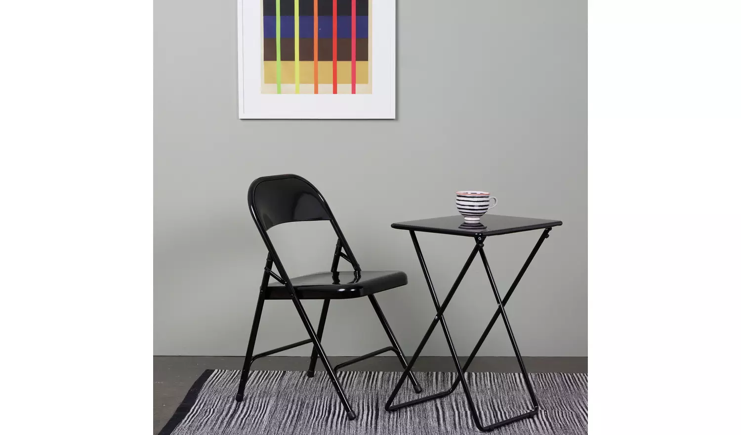 Habitat Airo Metal Folding Side Table - Black