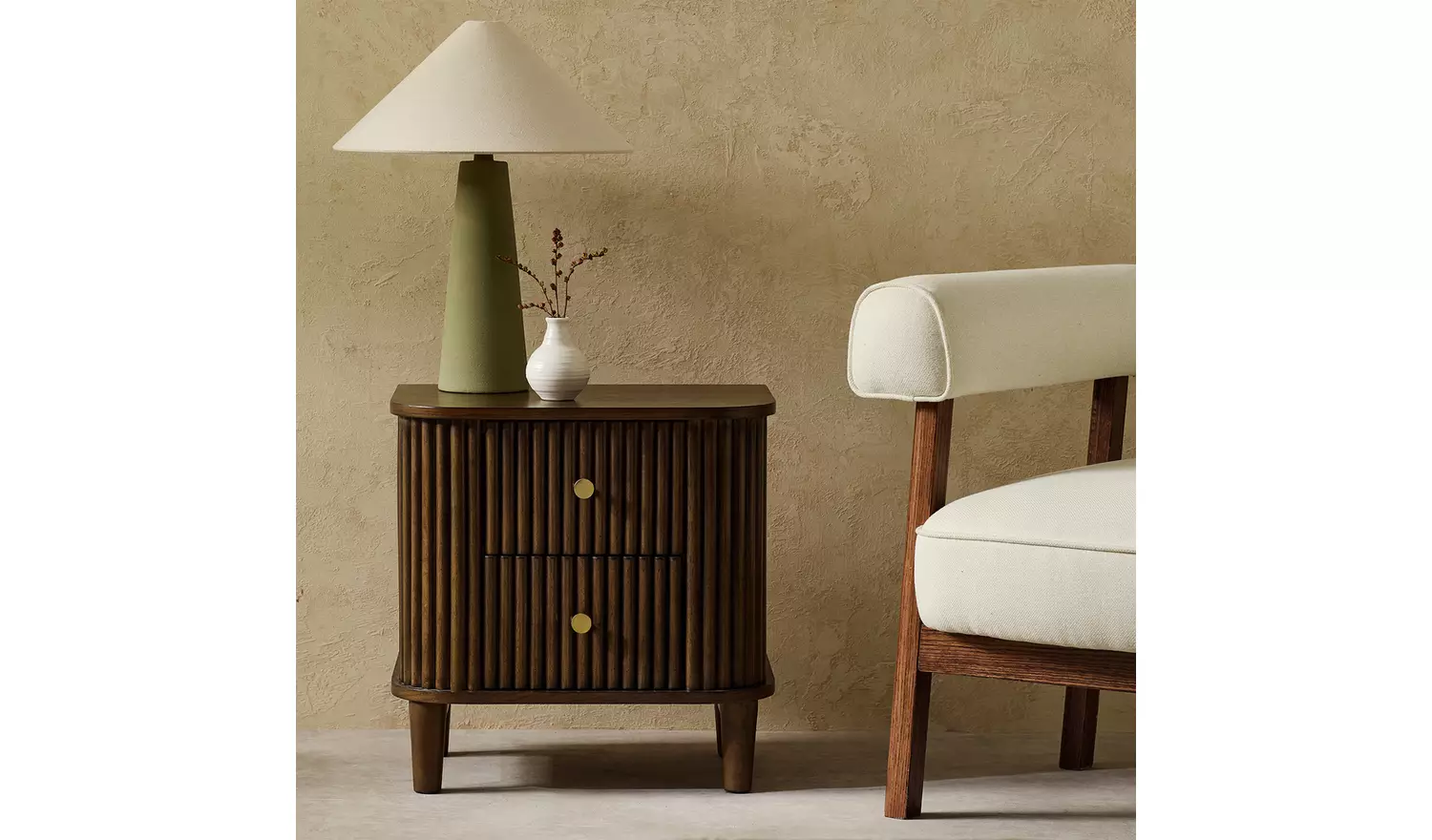 Habitat Kendi 2 Drawer Side Table - Walnut