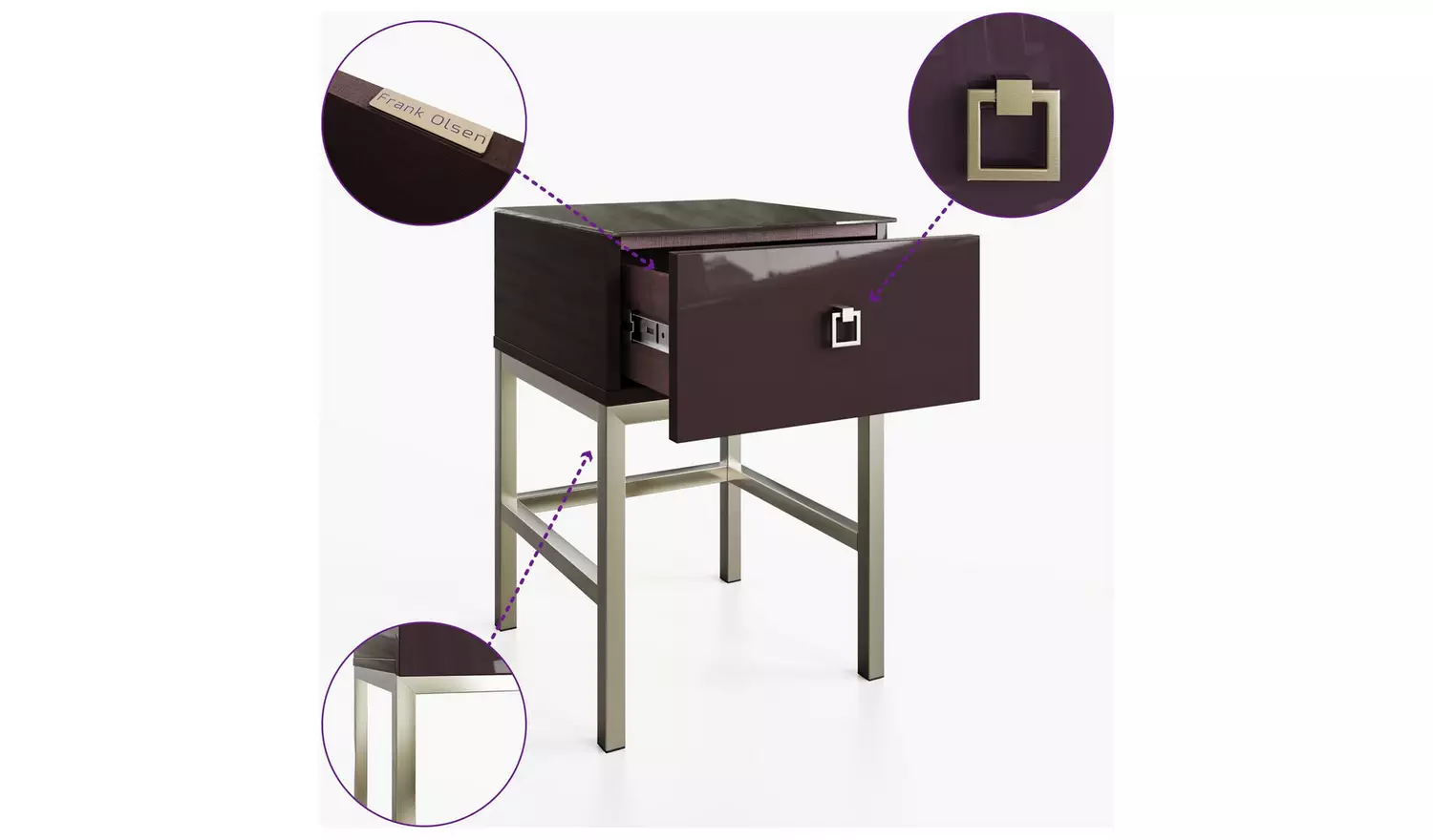 Frank Olsen Lyra 1 Drawer Side Table - Plum Black