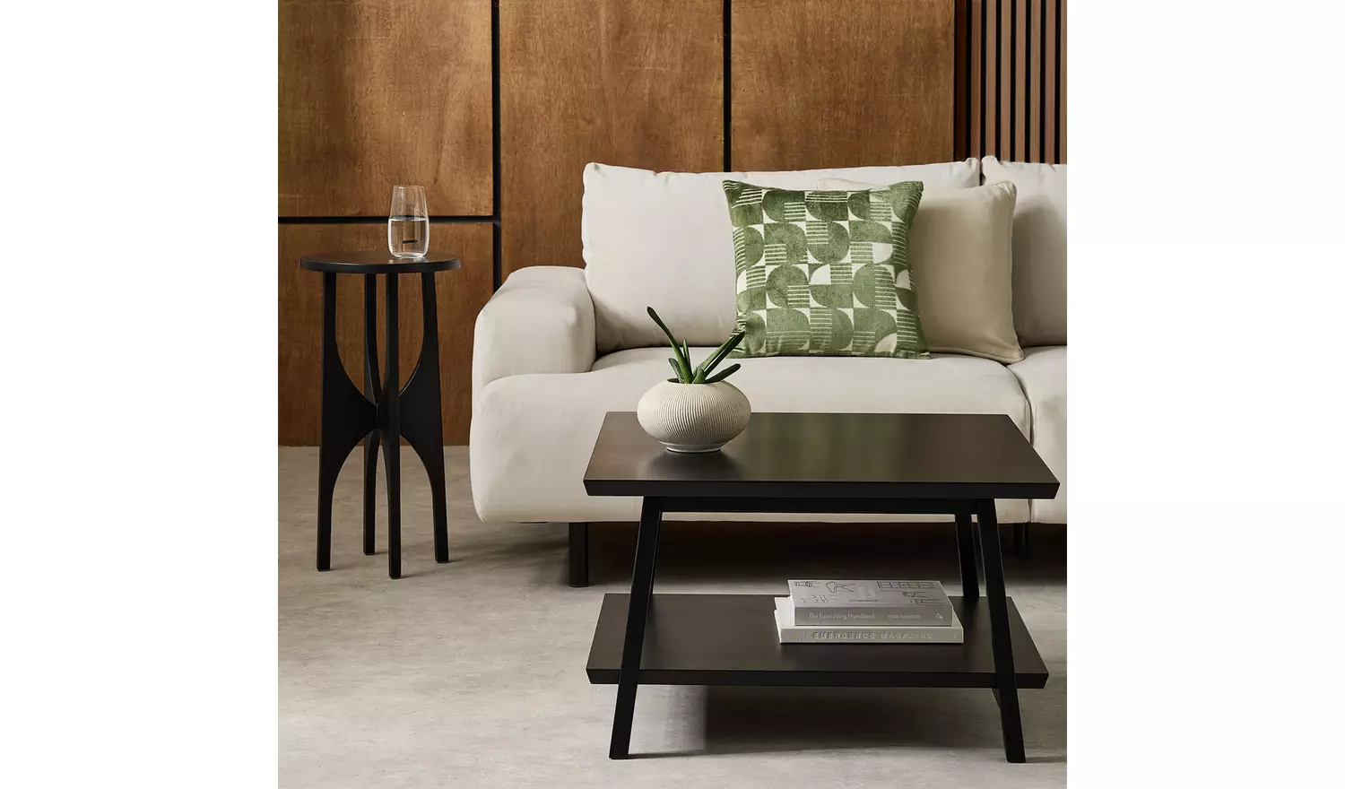 Habitat Mid Century Pedestal Side Table - Black