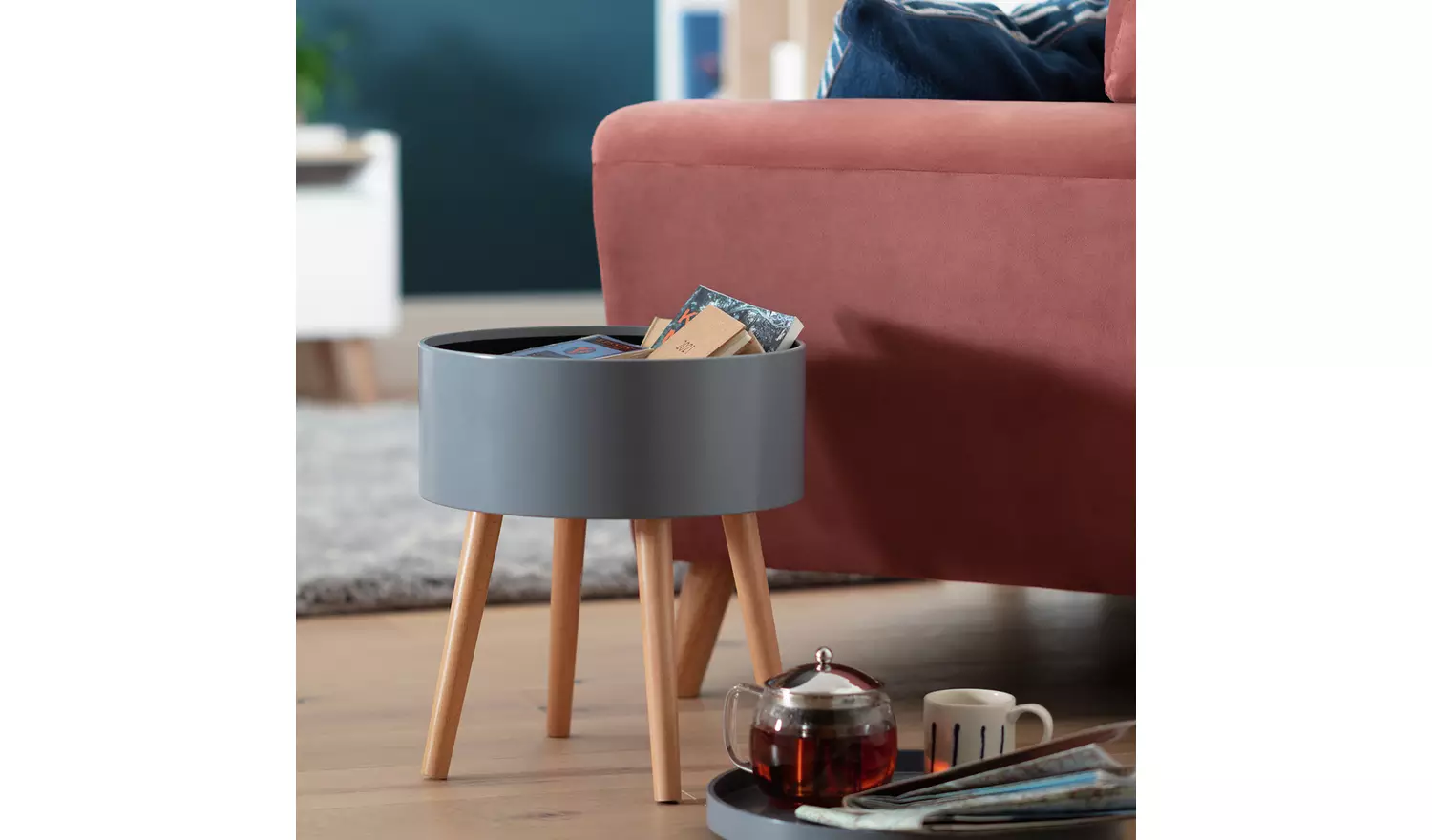 Habitat Skandi Storage Side Table - Grey