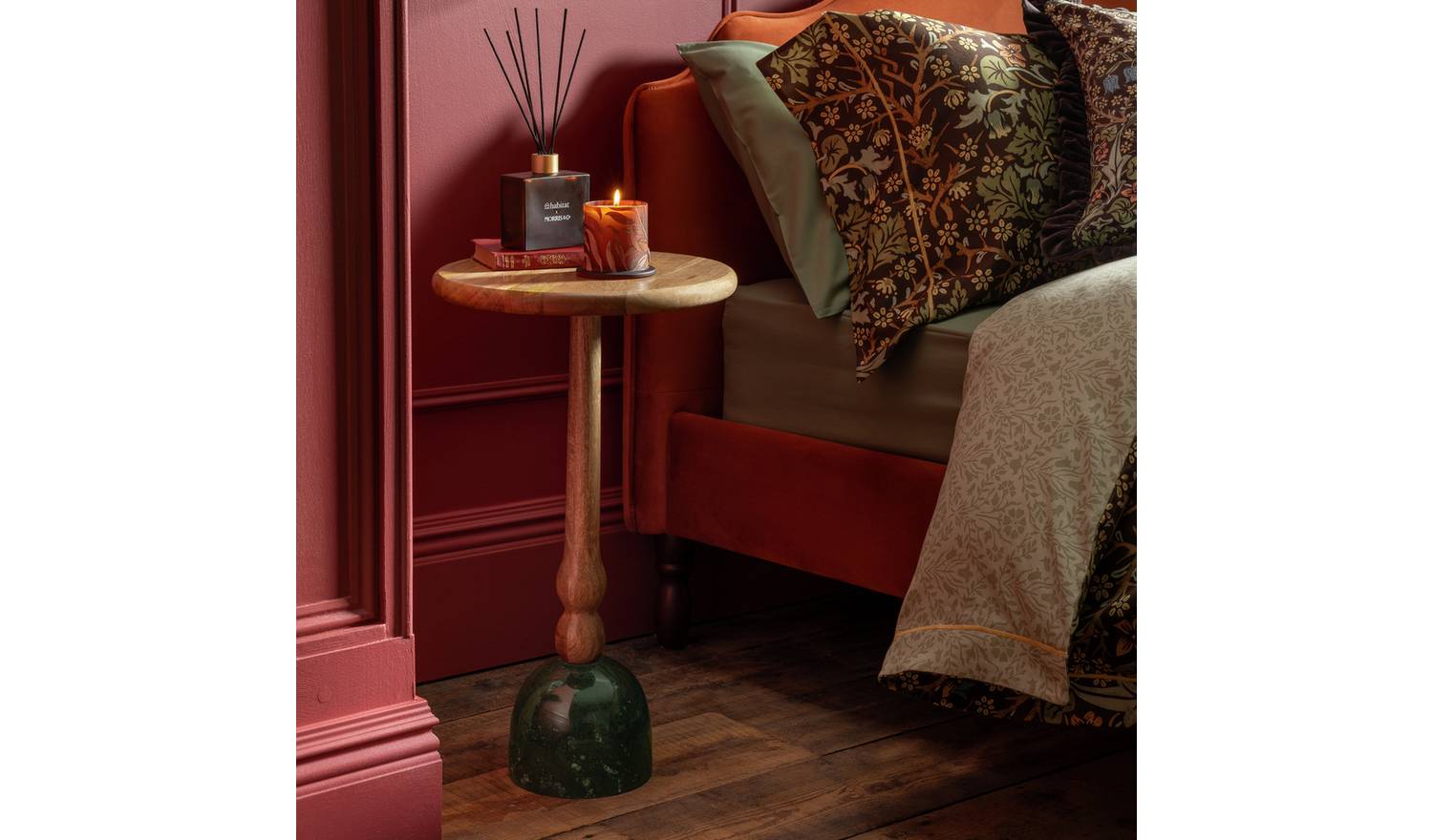 Habitat x Morris & Co. Hammersmith Marble & Wood Side Table