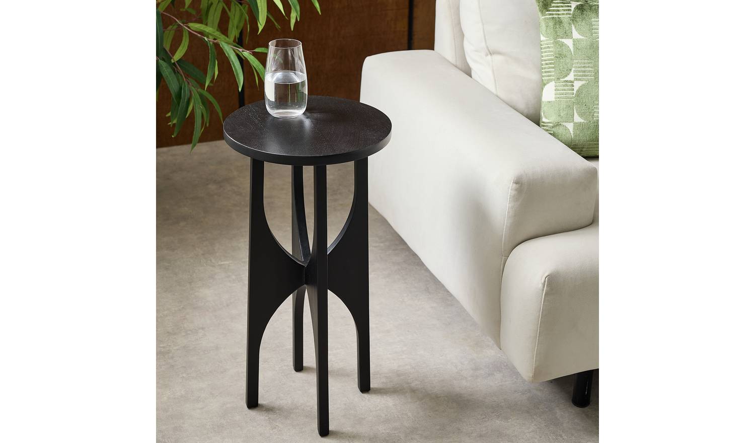 Habitat Mid Century Pedestal Side Table - Black