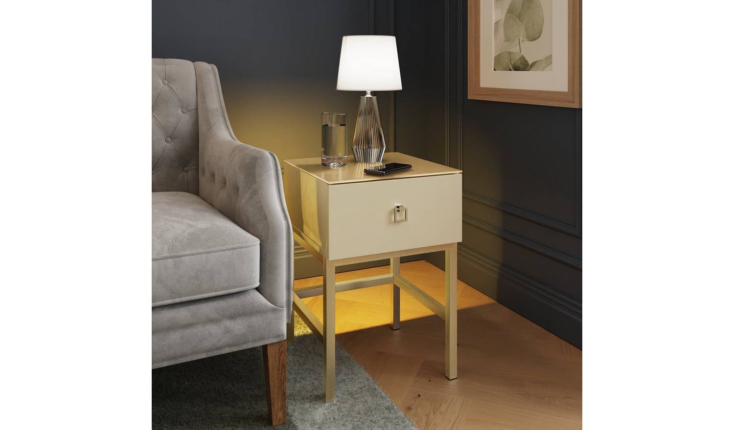 Frank Olsen Lyra 1 Drawer Side Table - Antique White