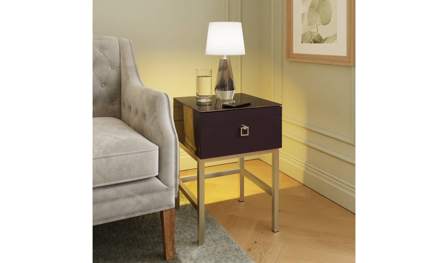 Frank Olsen Lyra 1 Drawer Side Table - Plum Black