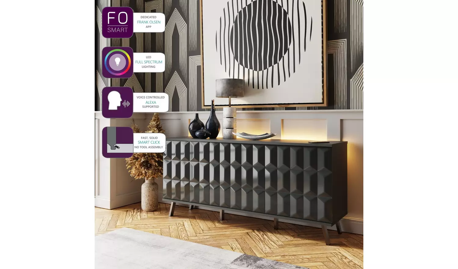 Frank Olsen Elevate Smart 3 Door Sideboard - Grey