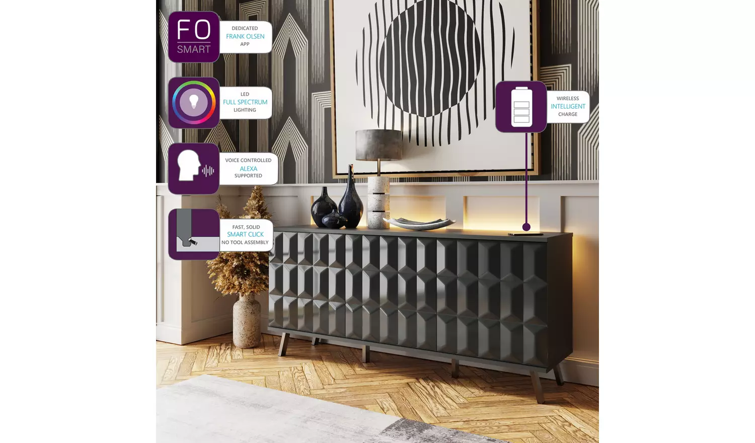 Frank Olsen Elevate Smart 3 Door Sideboard - Grey