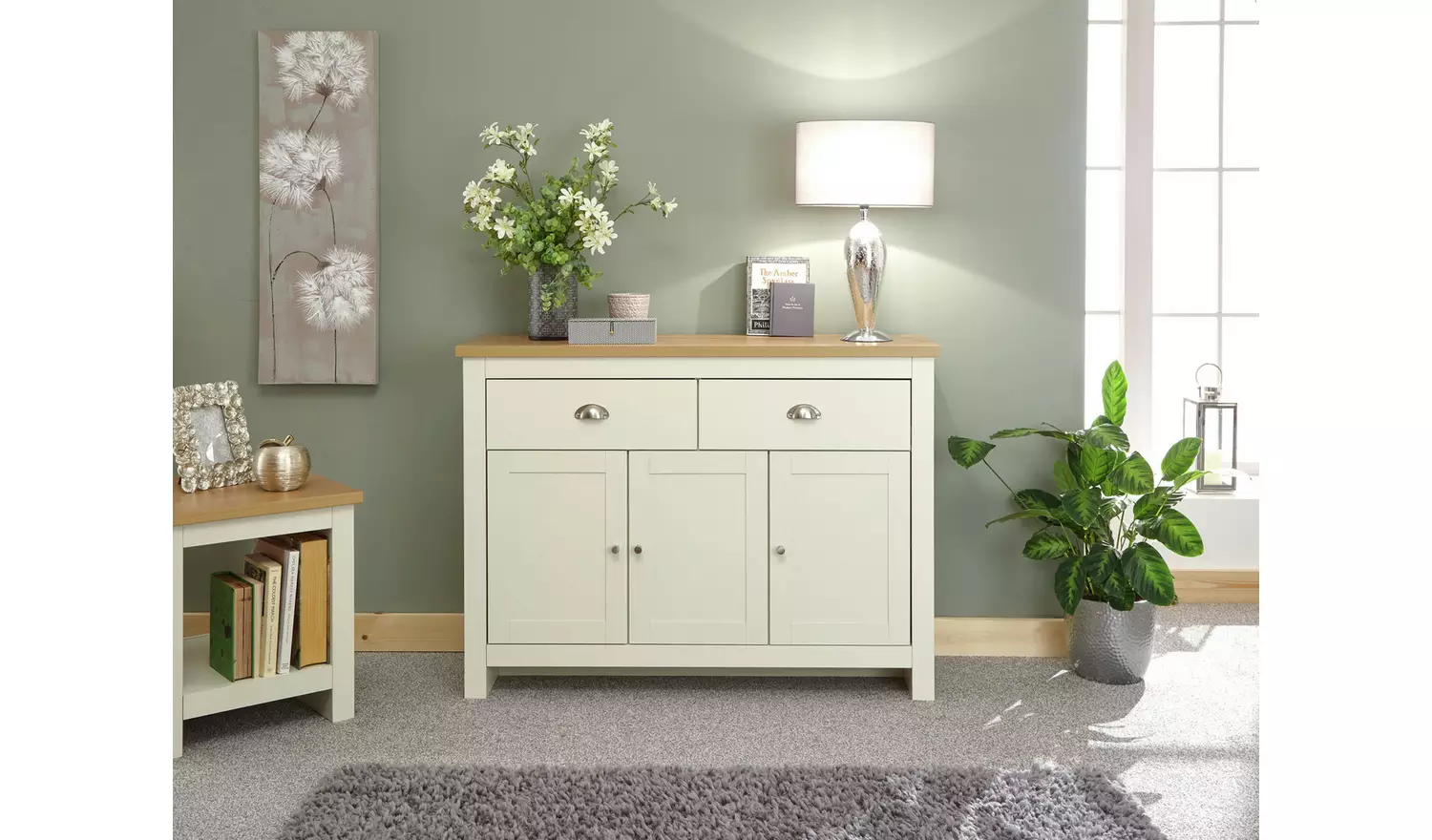 GFW Lancaster 3 Door 2 Drawer Sideboard - Cream