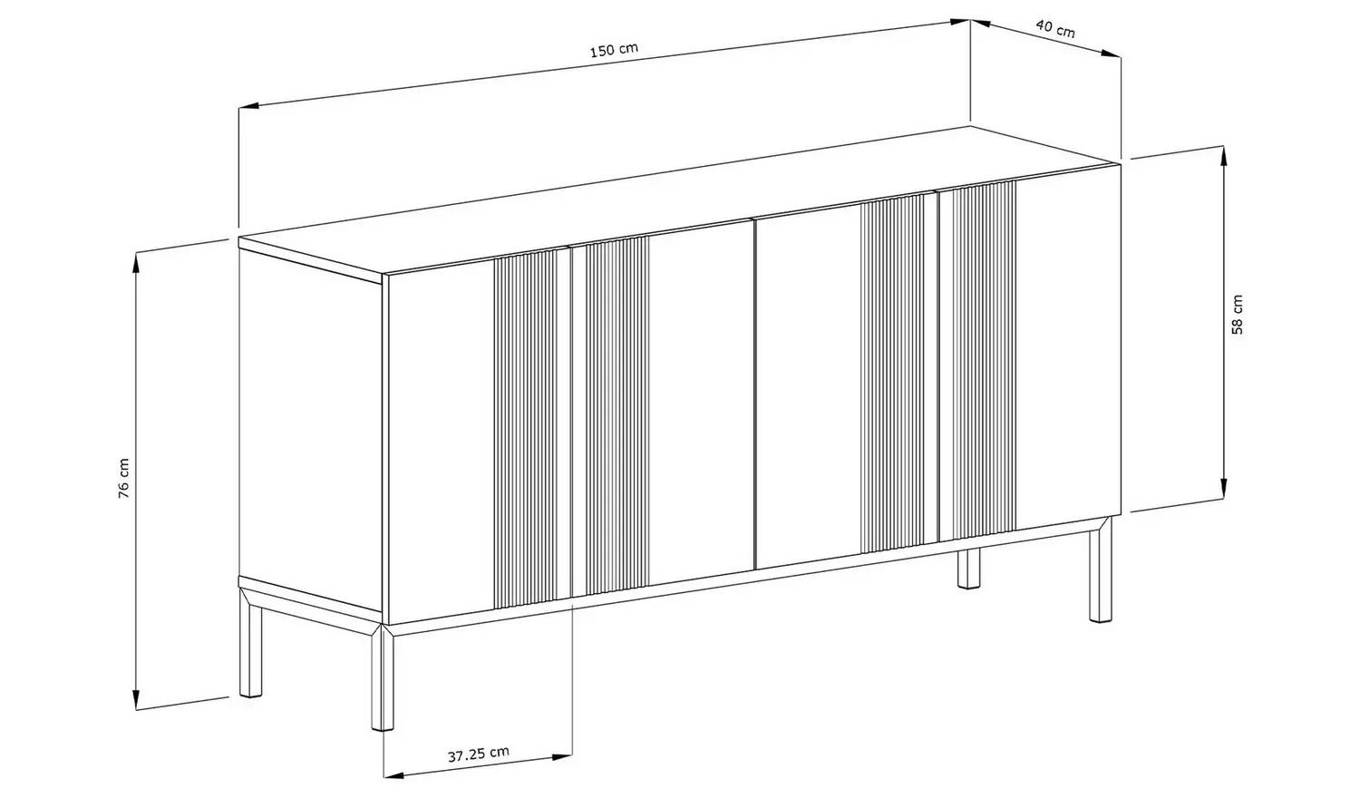 Frank Olsen Iona 4 Door Sideboard - Grey