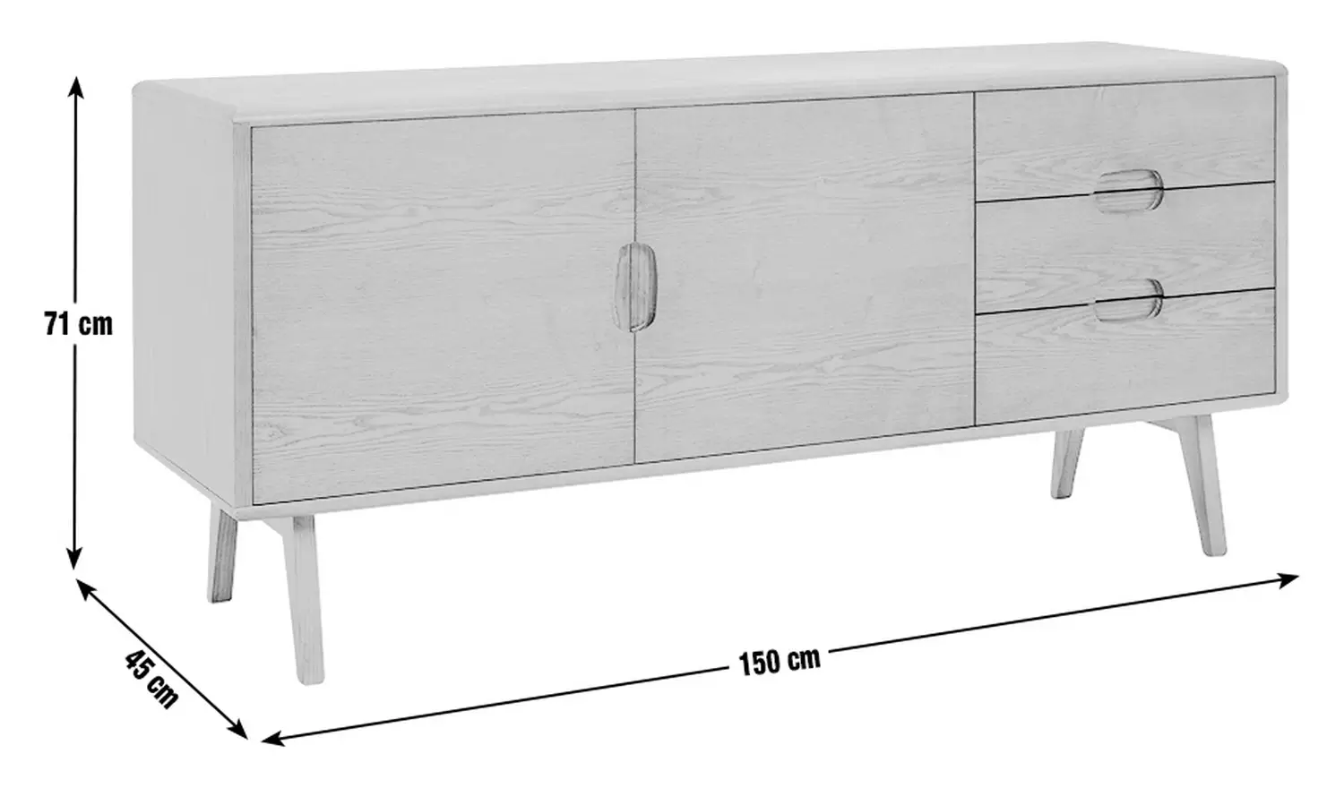 Habitat x Scion Esala 2 Door 3 Drawer Sideboard-Walnut Stain