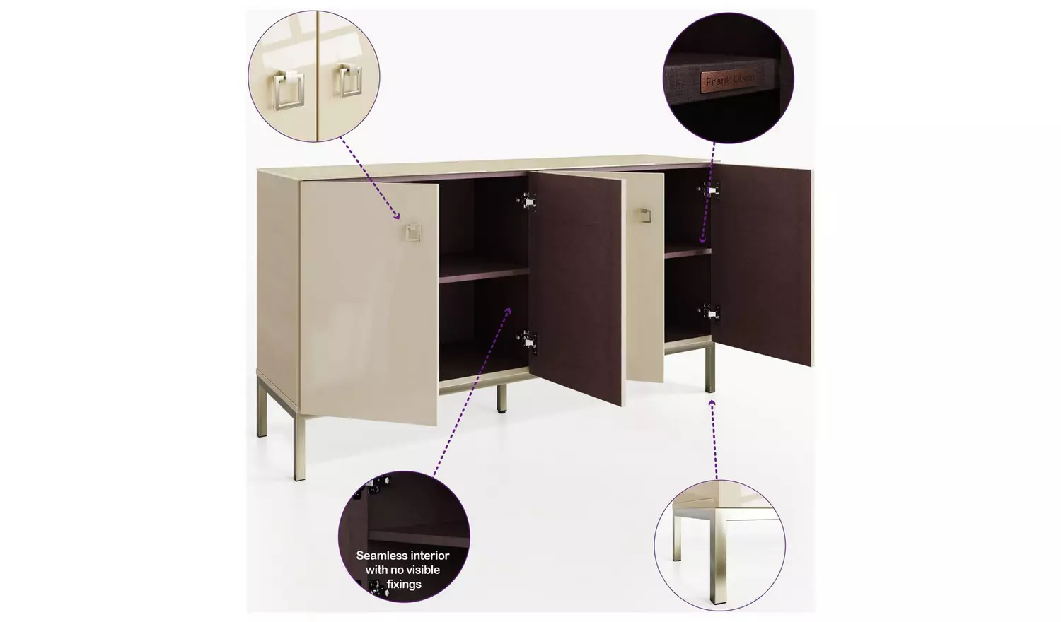 Frank Olsen Lyra 4 Door Sideboard - Antique White