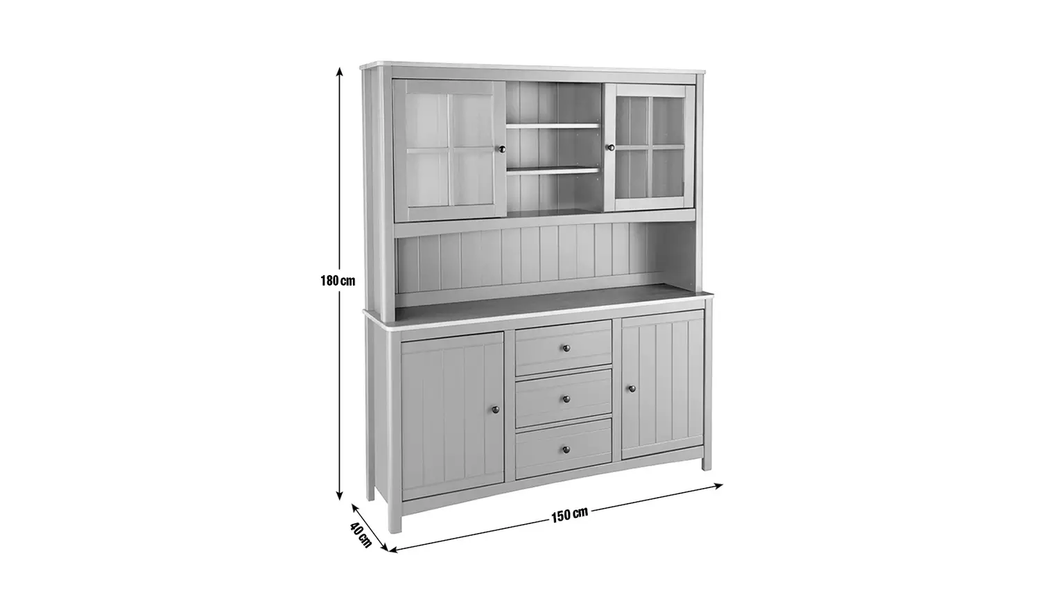 Habitat Bournemouth 4 Door 3 Drawer Sideboard -Light Grey