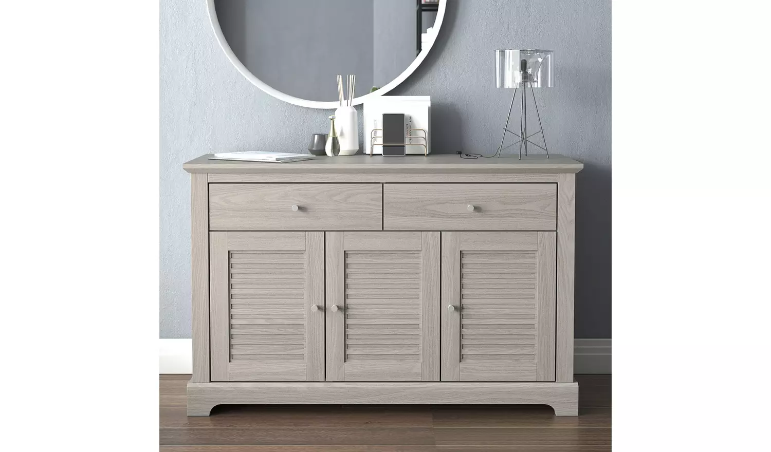 GFW Salcombe 3 Door 2 Drawer Sideboard - Grey