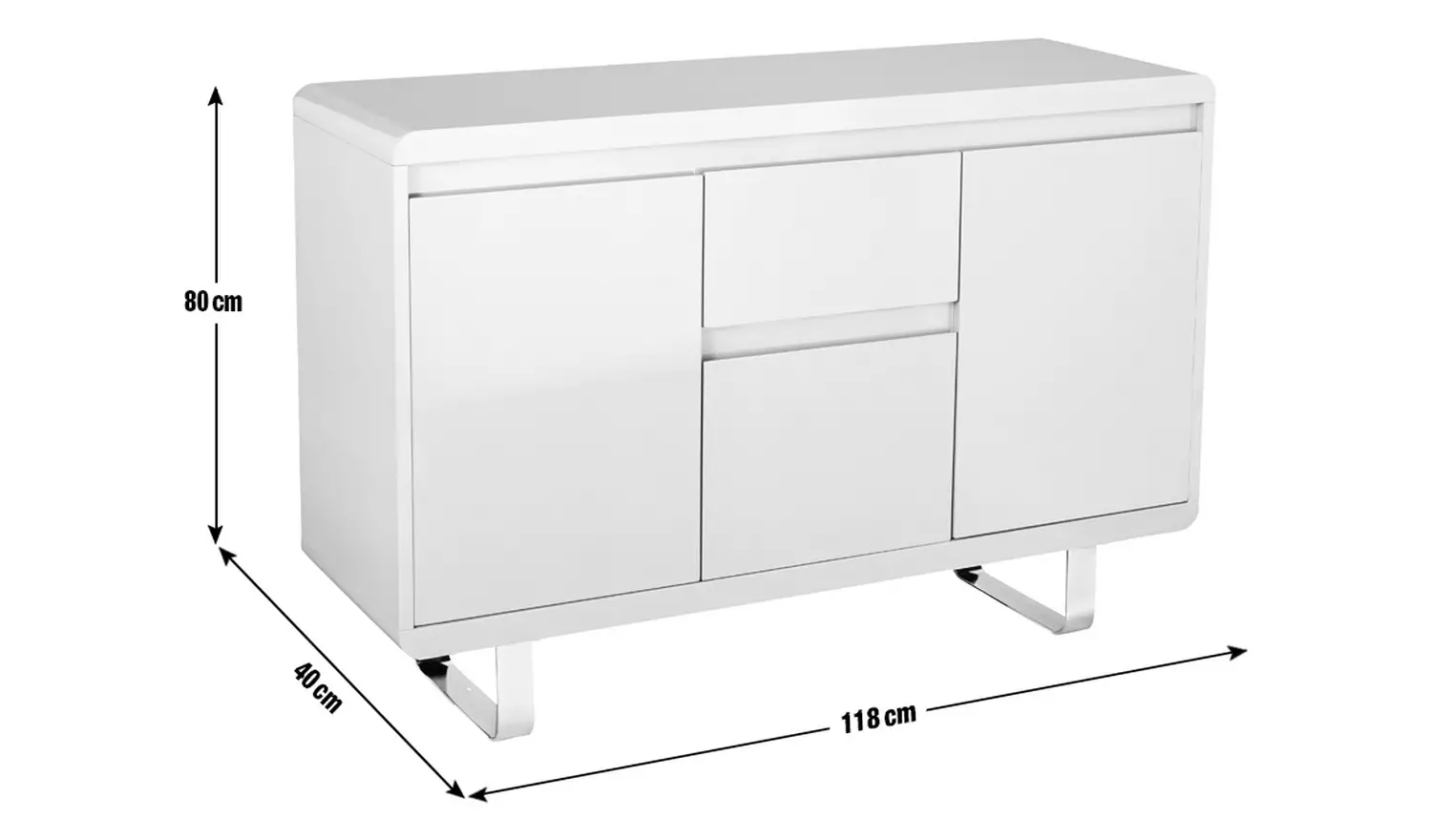 Argos Home Sleigh 3 Door 1 Drawer Sideboard - White Gloss