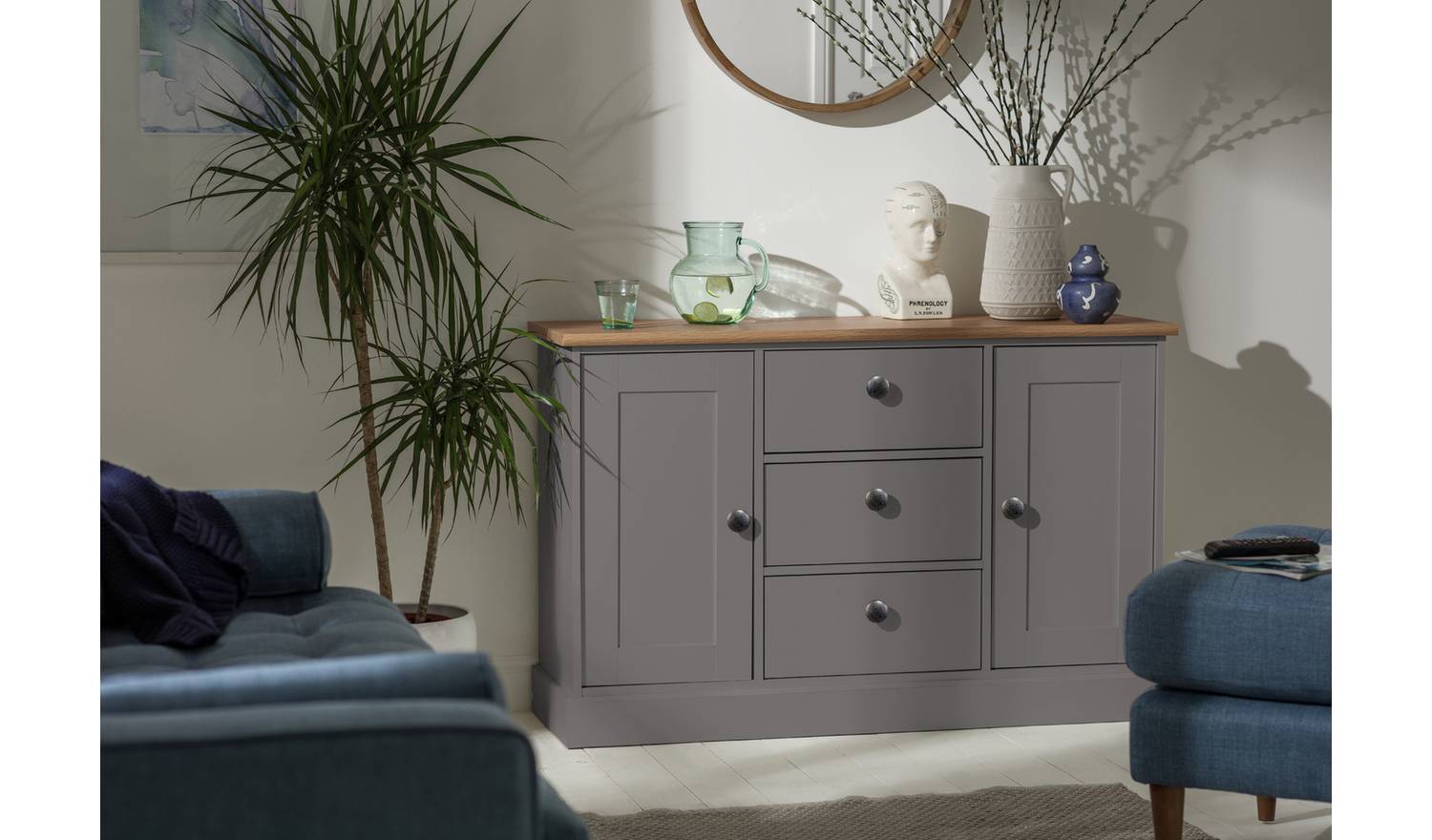 Argos Home Winchester 2 Door 3 Drawer Sideboard - Grey