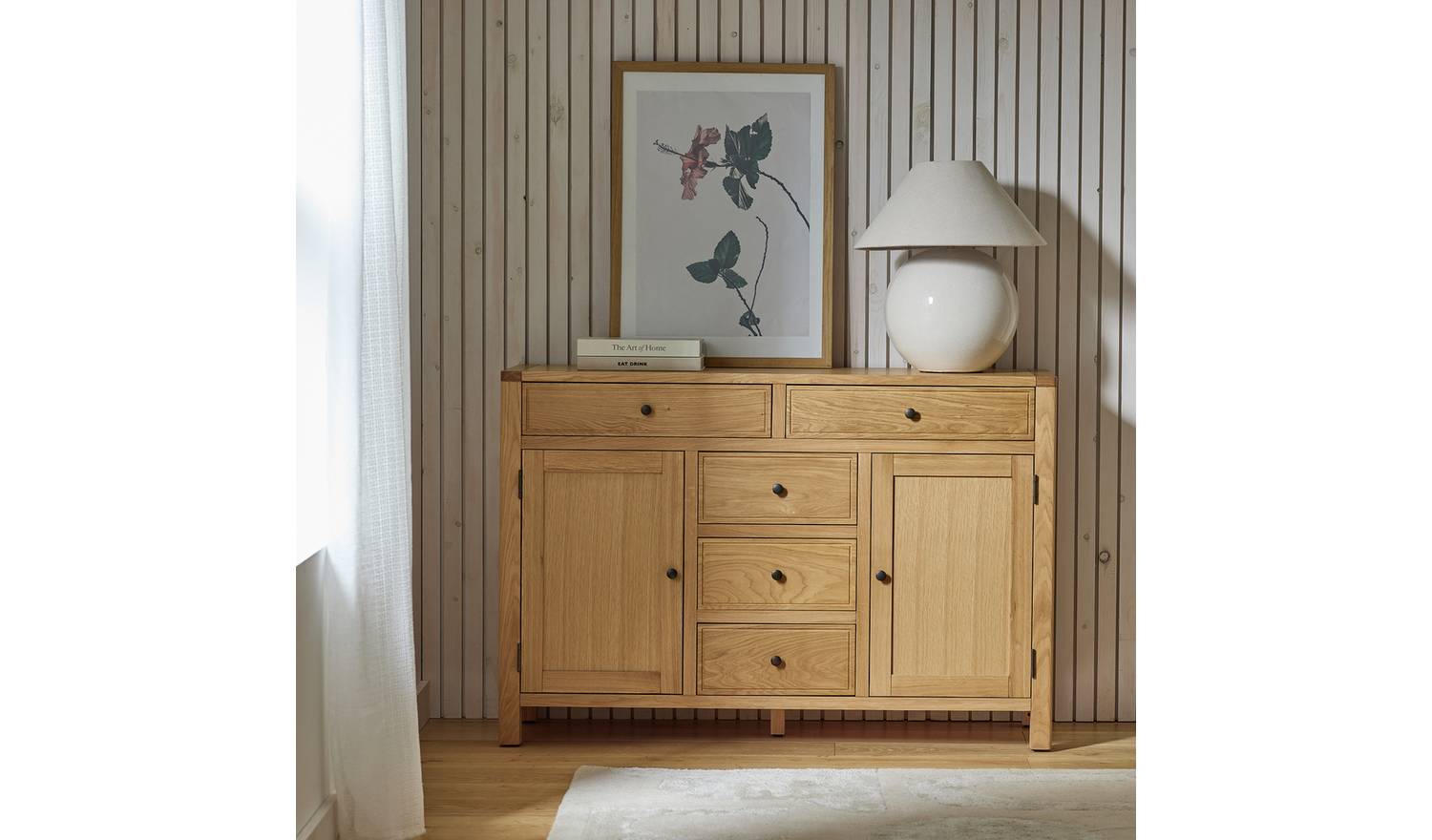 Habitat Finchley 2 Door 5 Drawer Sideboard - Natural