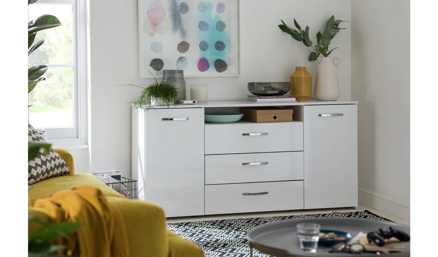 Argos Home Hayward 2 Door 3 Drawer Sideboard - White Gloss