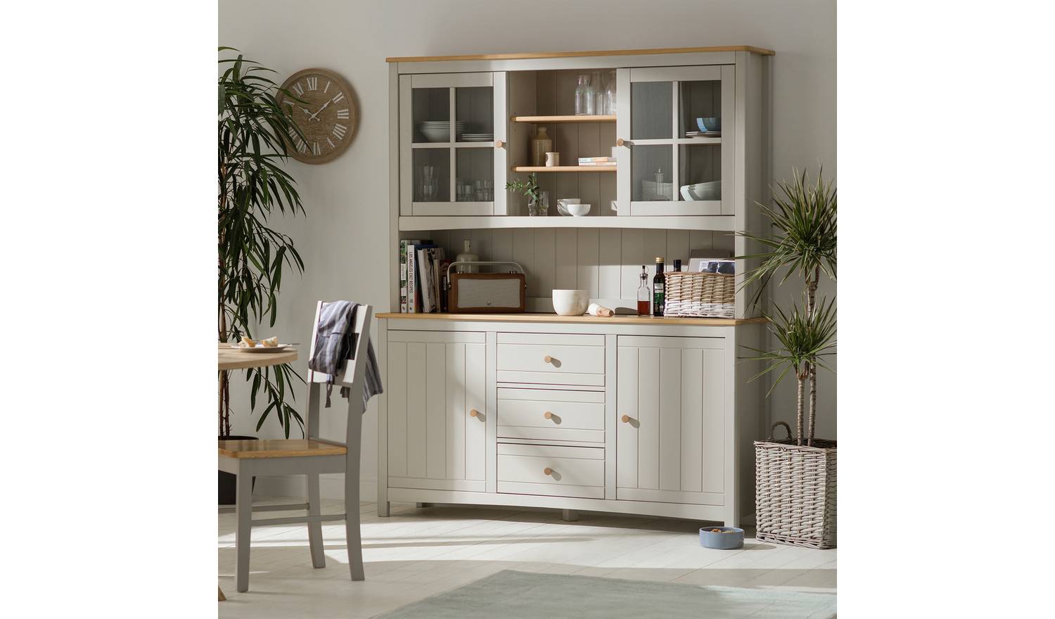 Habitat Bournemouth 4 Door 3 Drawer Sideboard -Light Grey