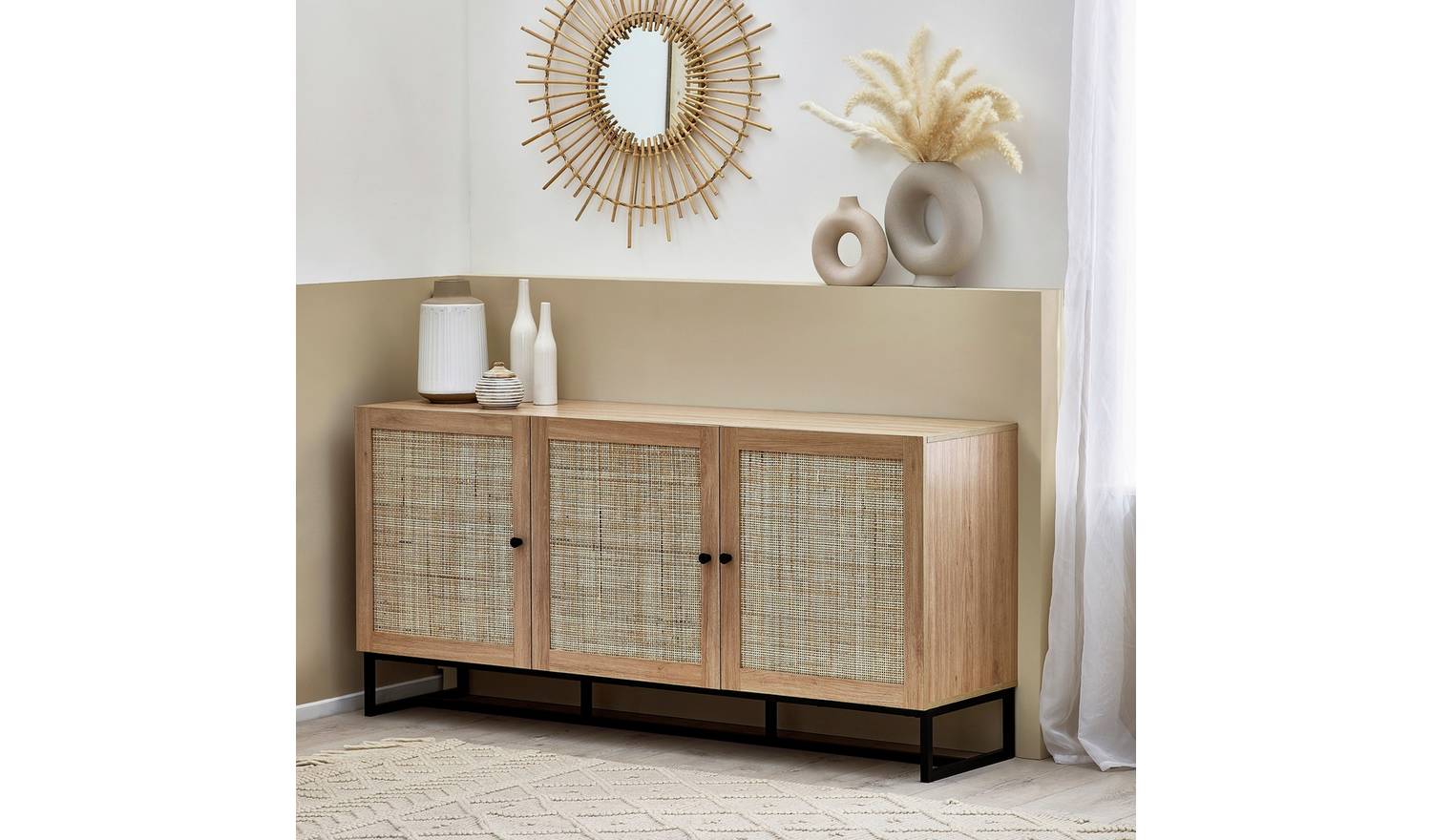 Julian Bowen Padstow 3 Door Sideboard - Natural