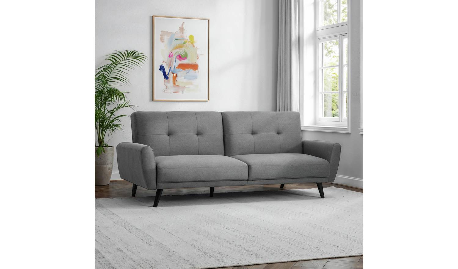Julian Bowen Monza Clic Clac Fabric Sofa Bed - Grey