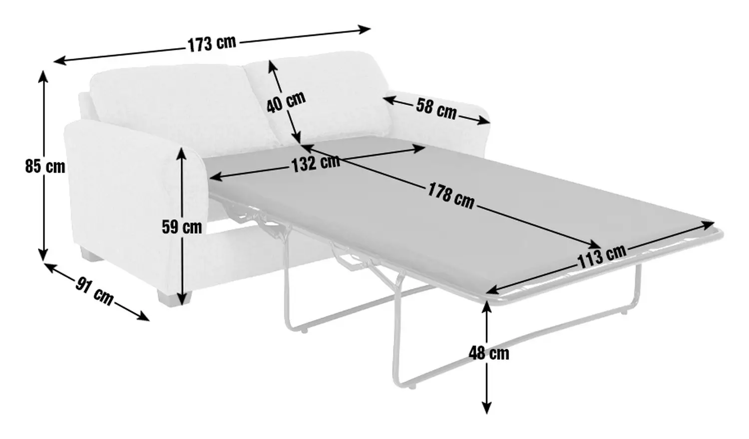Argos Home Lisbon Fabric 2 Seater Sofa Bed - Grey