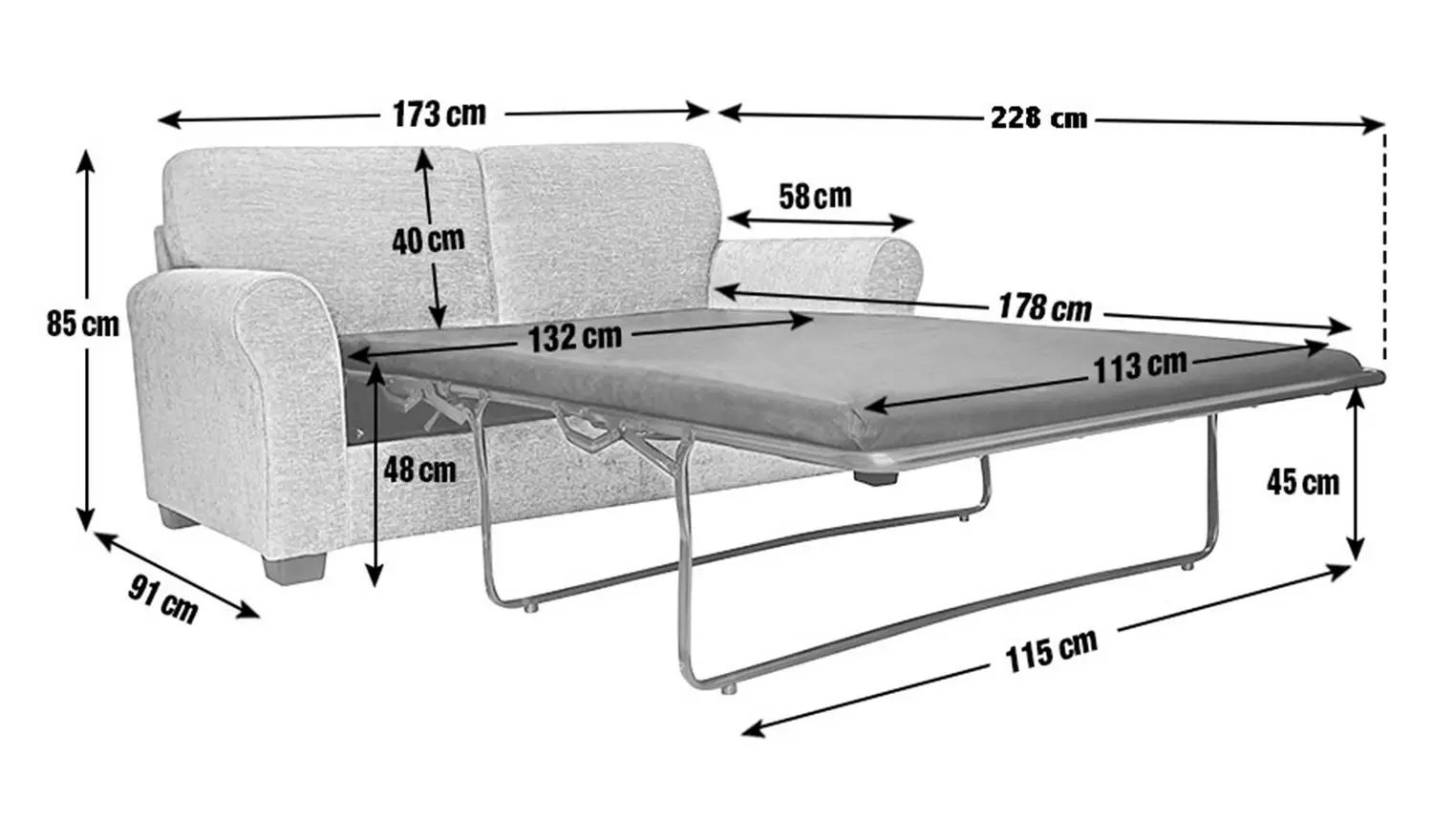 Argos Home Taylor Fabric Sofa Bed - Grey