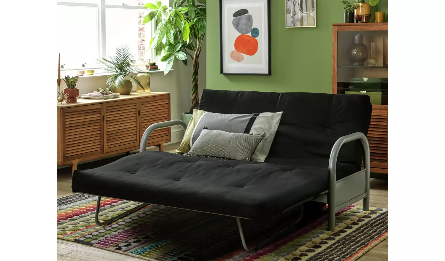 Argos Home Mexico 2 Seater Futon Sofa Bed - Black