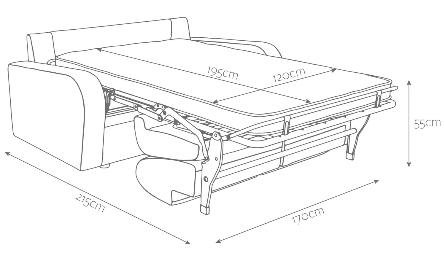 Jay-Be Deco Velvet 2 Seater Sofa Bed - Charcoal