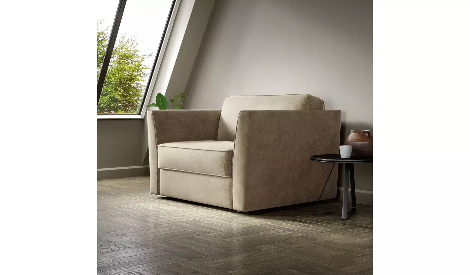 Jay-Be Elegance Fabric Cuddle Chair Sofa Bed - Light Grey