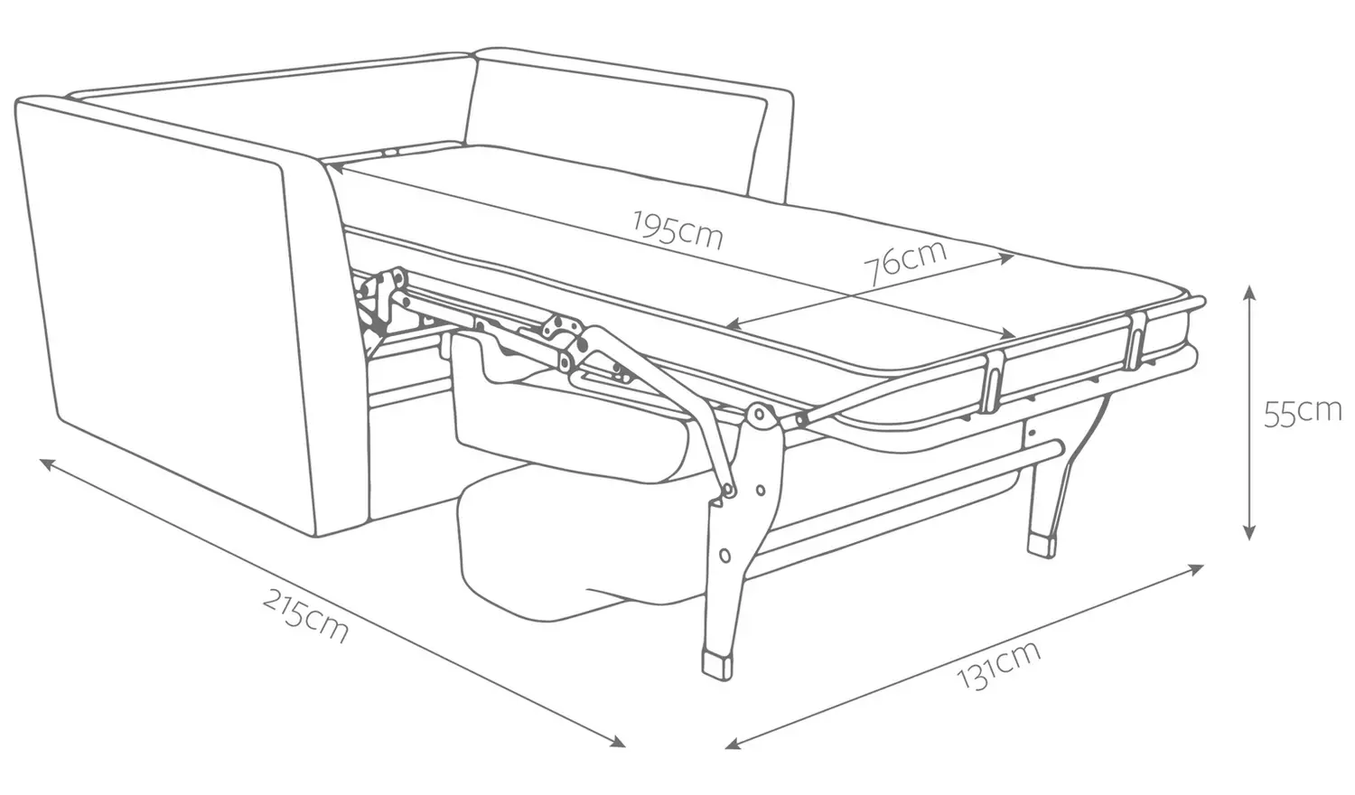 Jay-Be Elegance Fabric Cuddle Chair Sofa Bed - Light Grey