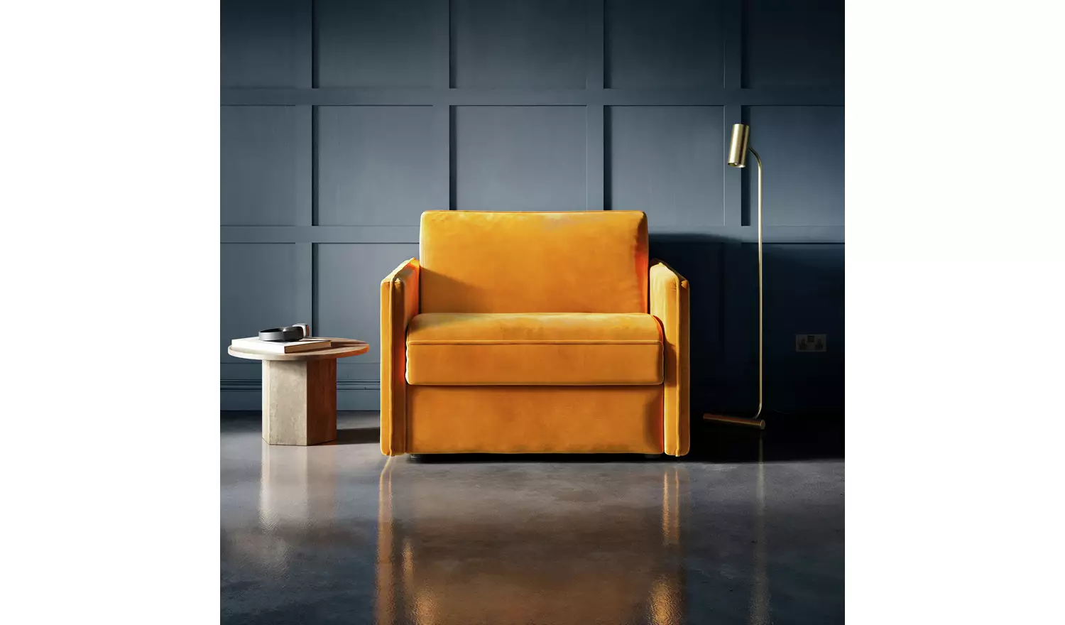 Jay-Be Slim Velvet Cuddle Chair Sofa Bed - Ink Blue