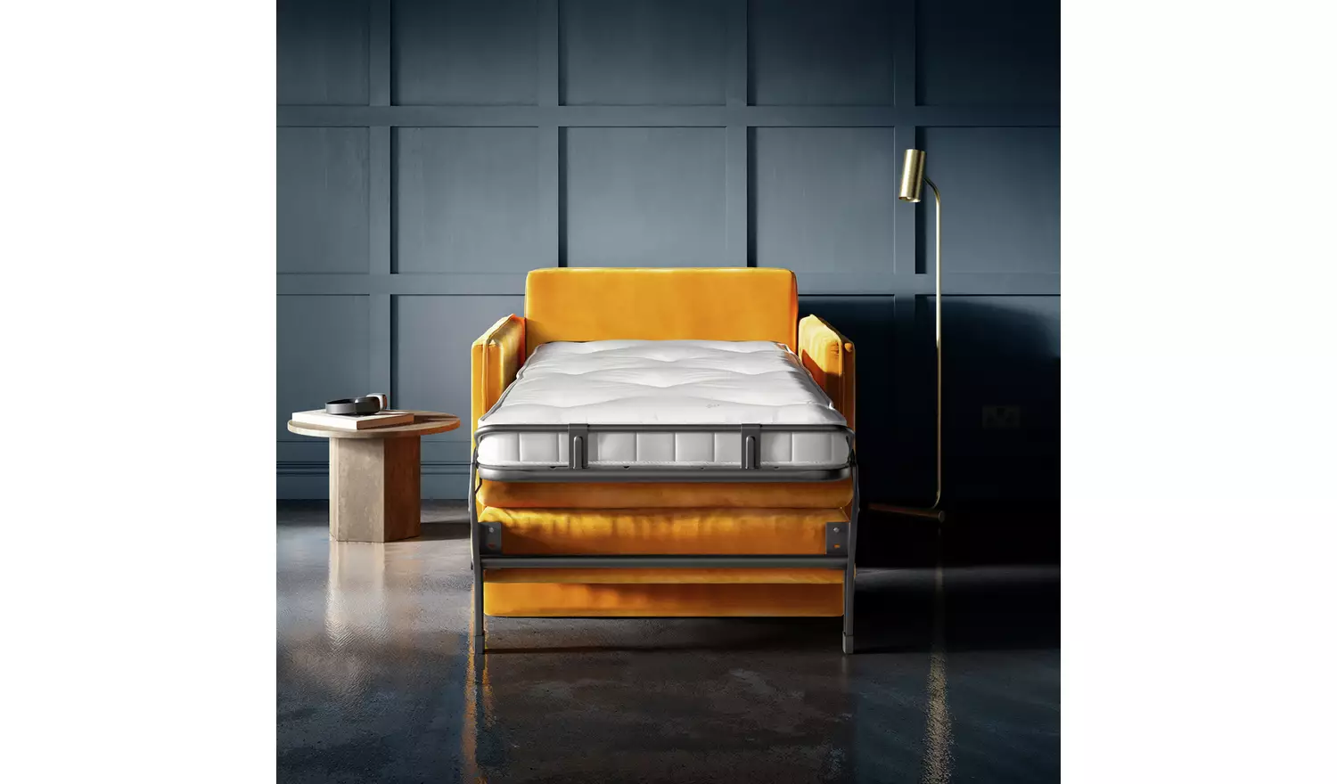 Jay-Be Slim Velvet Cuddle Chair Sofa Bed - Ink Blue