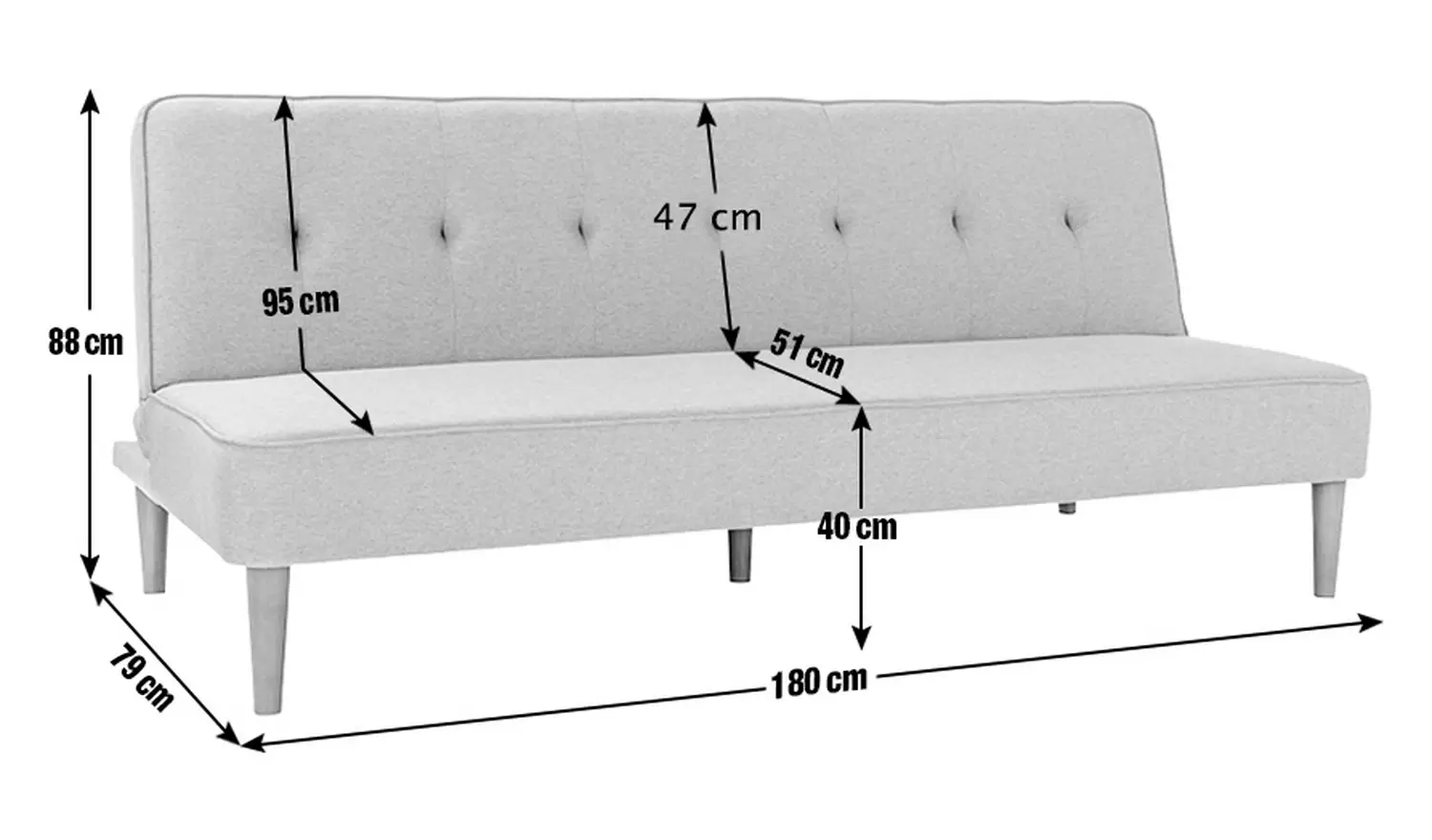 Habitat Odeon Fabric 2 Seater Clic Clac Sofa Bed - Grey