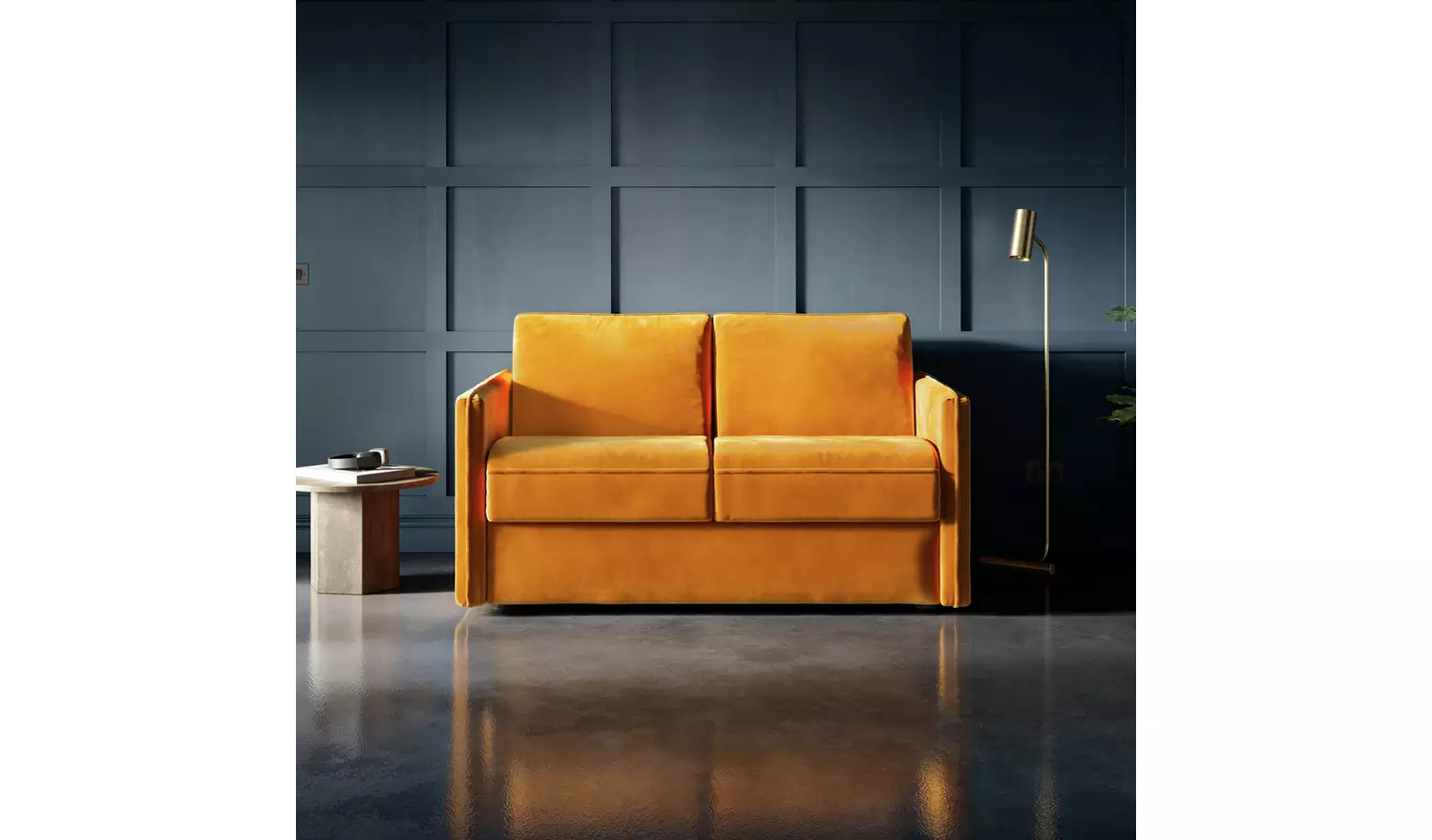 Jay-Be Slim Velvet 2 Seater Sofa Bed - Ink Blue