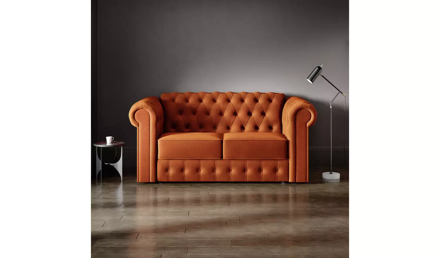 Jay-Be Chesterfield Fabric 2 Seater Sofa Bed - Light Grey