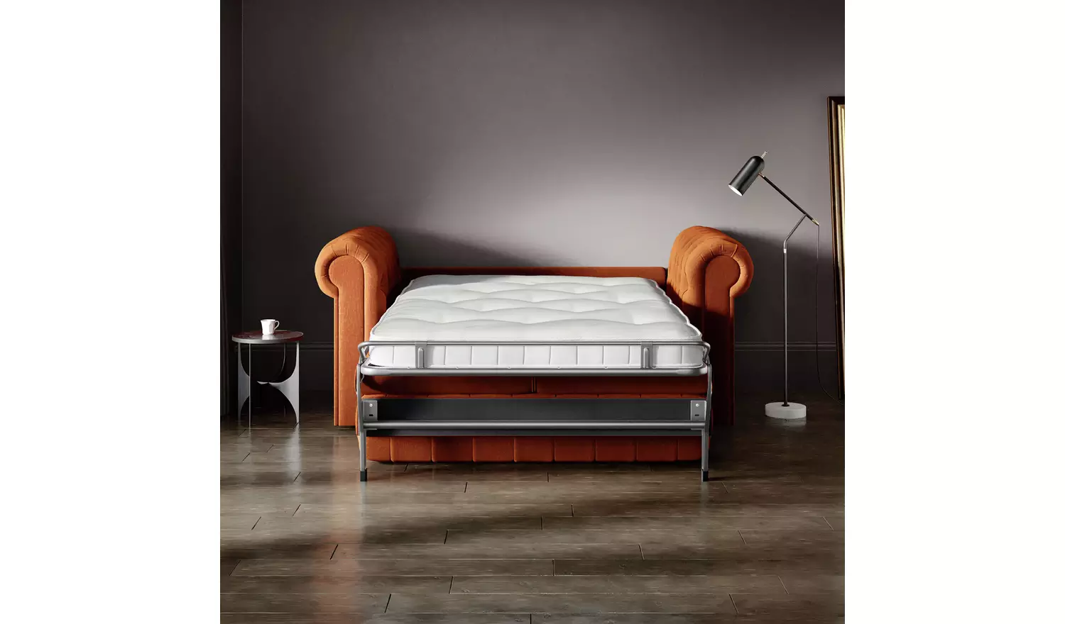 Jay-Be Chesterfield Fabric 2 Seater Sofa Bed - Light Grey