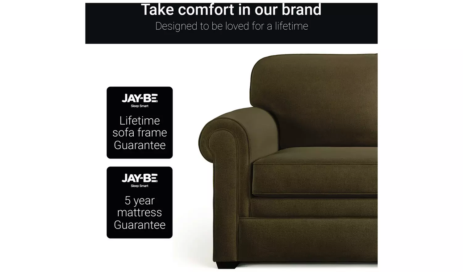 Jay-Be Heritage Fabric 2 Seater Sofa Bed - Pewter