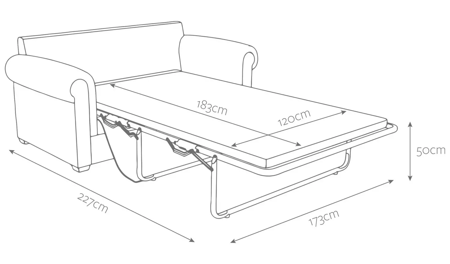 Jay-Be Heritage Fabric 2 Seater Sofa Bed - Pewter