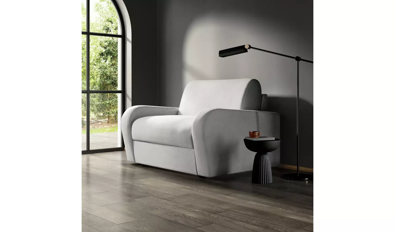 Jay-Be Deco Velvet Love Chair Sofa Bed - Charcoal