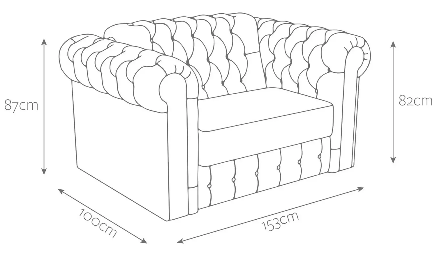 Jay-Be Chesterfield Fabric Cuddle Chair Sofa Bed -Light Grey