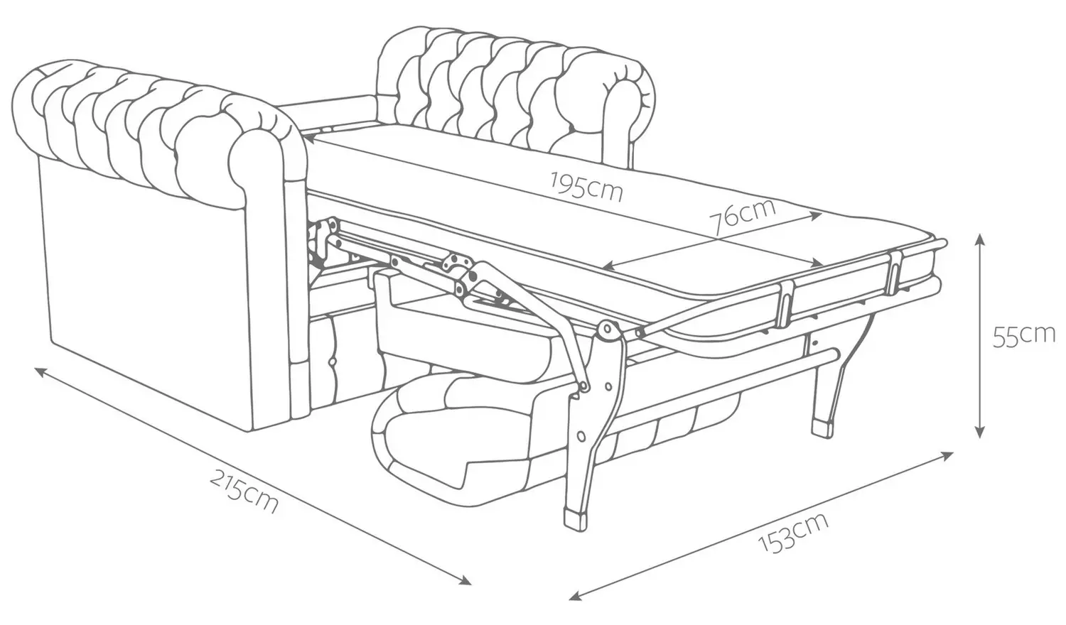 Jay-Be Chesterfield Fabric Cuddle Chair Sofa Bed -Light Grey