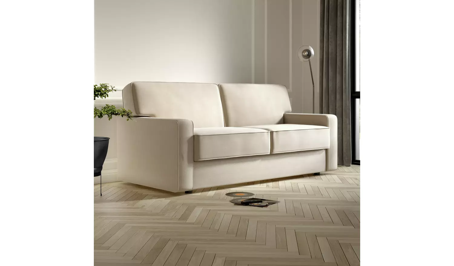 Jay-Be Linea Velvet 3 Seater Sofa Bed - Dark Green