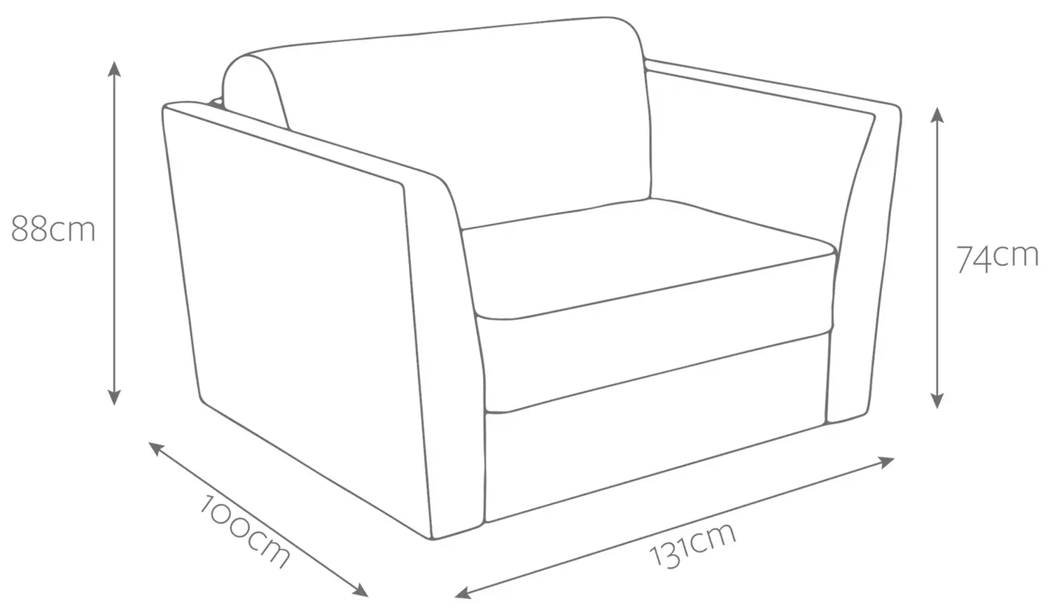 Jay-Be Elegance Fabric Cuddle Chair Sofa Bed - Pewter