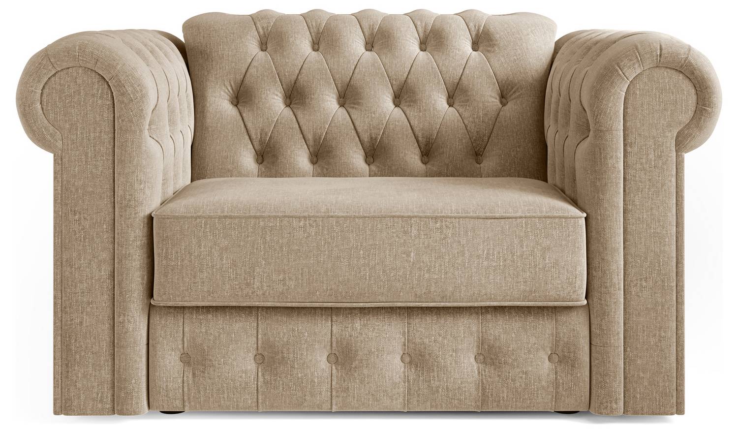 Jay-Be Chesterfield Fabric Cuddle Chair Sofa Bed -Stone