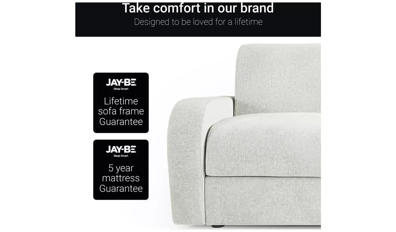 Jay-Be Deco Fabric 2 Seater Sofa Bed - Pewter