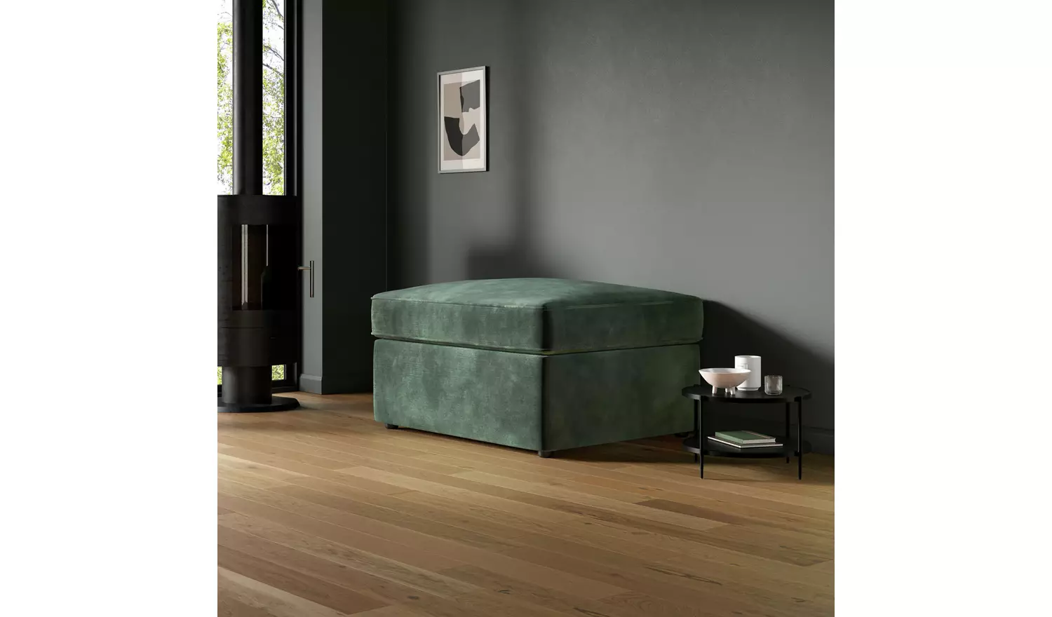 Jay-Be Velvet Footstool Chair Bed - Ink Blue