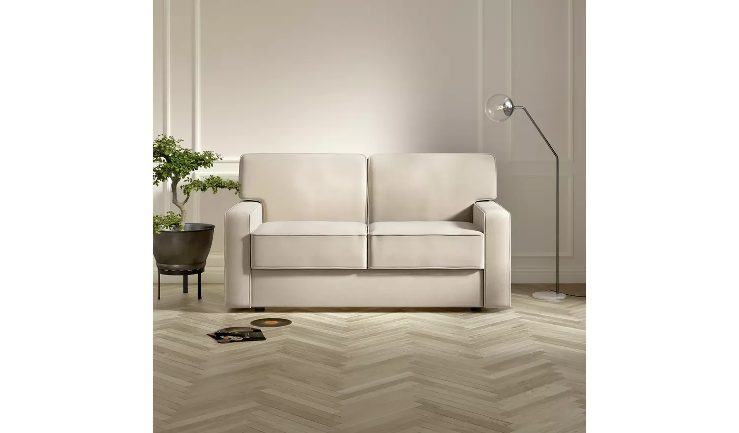 Jay-Be Linea Fabric 2 Seater Sofa Bed - Stone